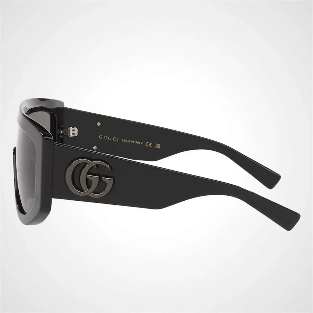 New GUCCI Sunglasses Black Wrap Shield Oversized Grey Lens GG 99-1-130mm